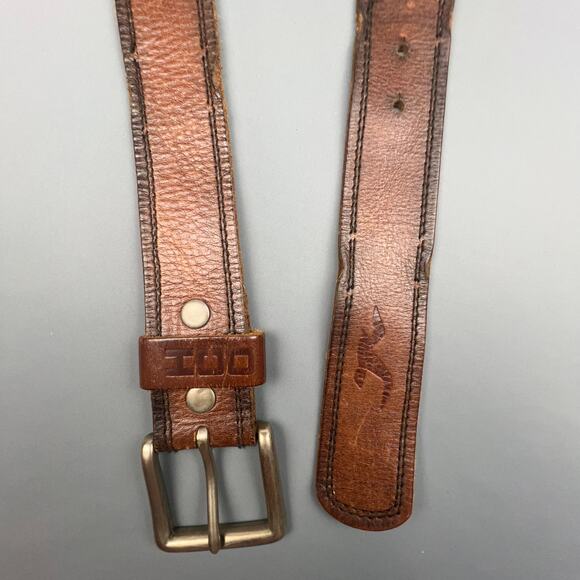 Hollister Brown Genuine Leather Belt Mens L 38 Seagull Logo - Picture 3 of 5